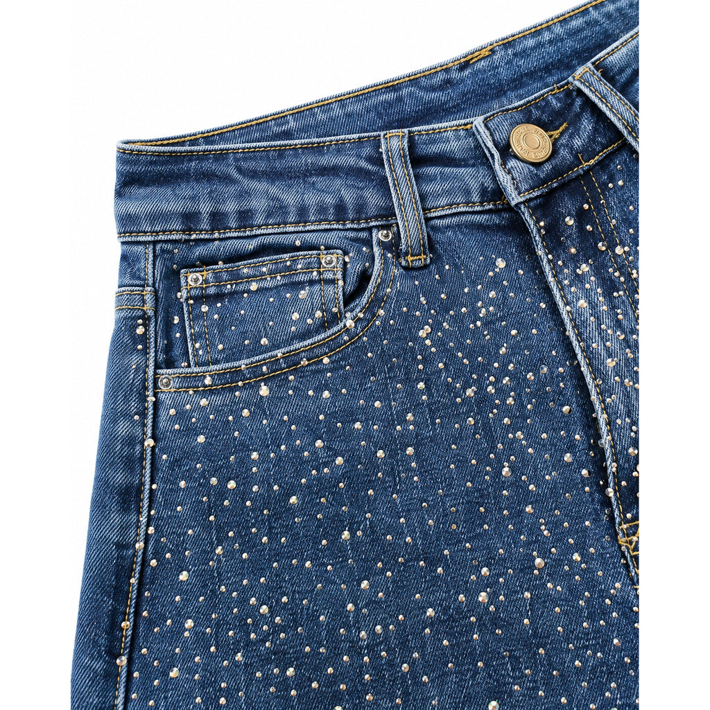 Vaquero ancho azul con brillantes