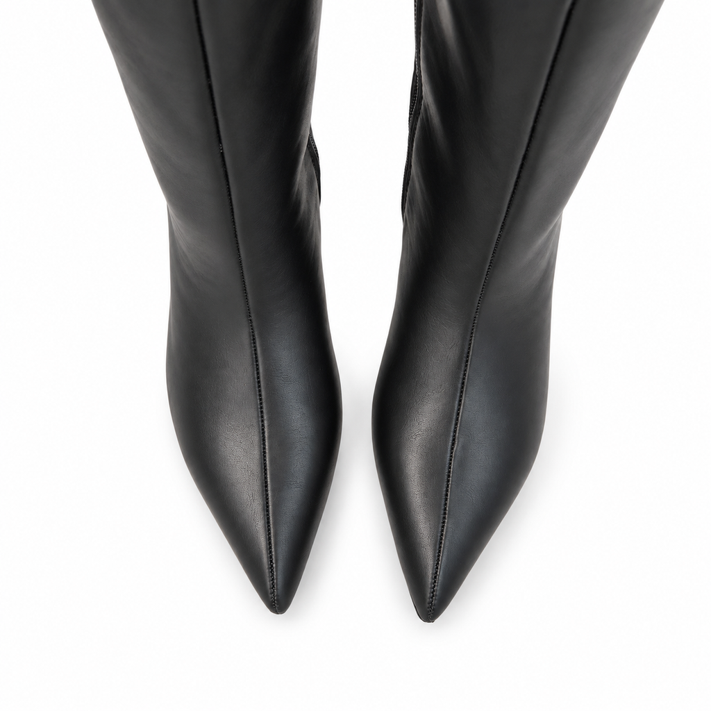 Botas Altas de Mujer con Punta Fina y Tacón Bajo – Caña Ancha, Cremallera Lateral y Diseño Elegante 2026