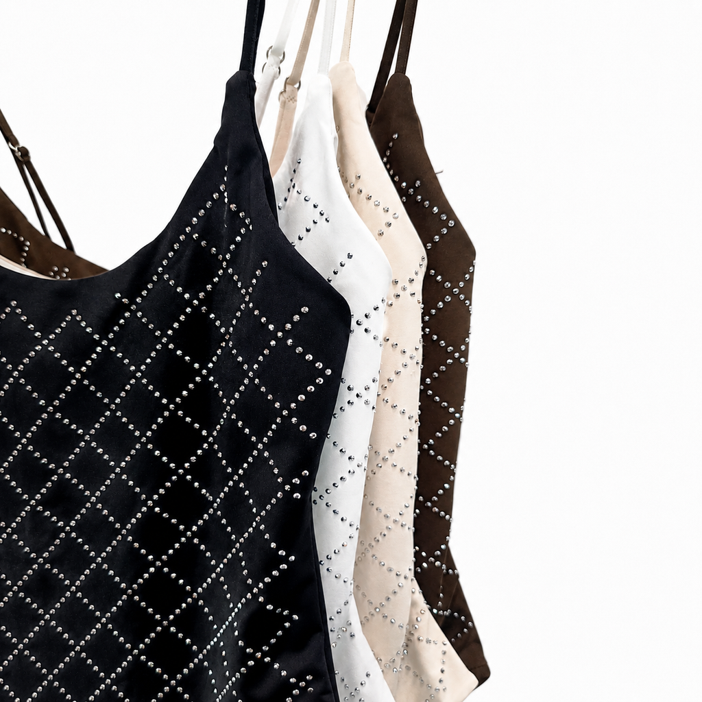 Body de tirantes con strass brillante para mujer