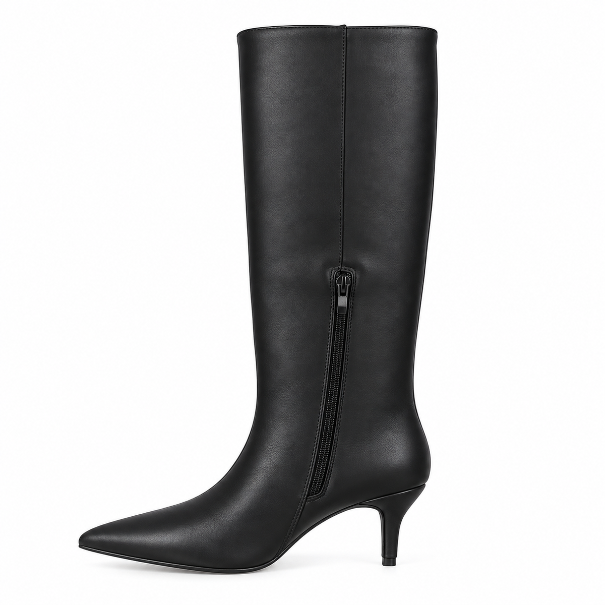 Botas Altas de Mujer con Punta Fina y Tacón Bajo – Caña Ancha, Cremallera Lateral y Diseño Elegante 2026