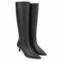 Botas Altas de Mujer con Punta Fina y Tacón Bajo – Caña Ancha, Cremallera Lateral y Diseño Elegante 2026